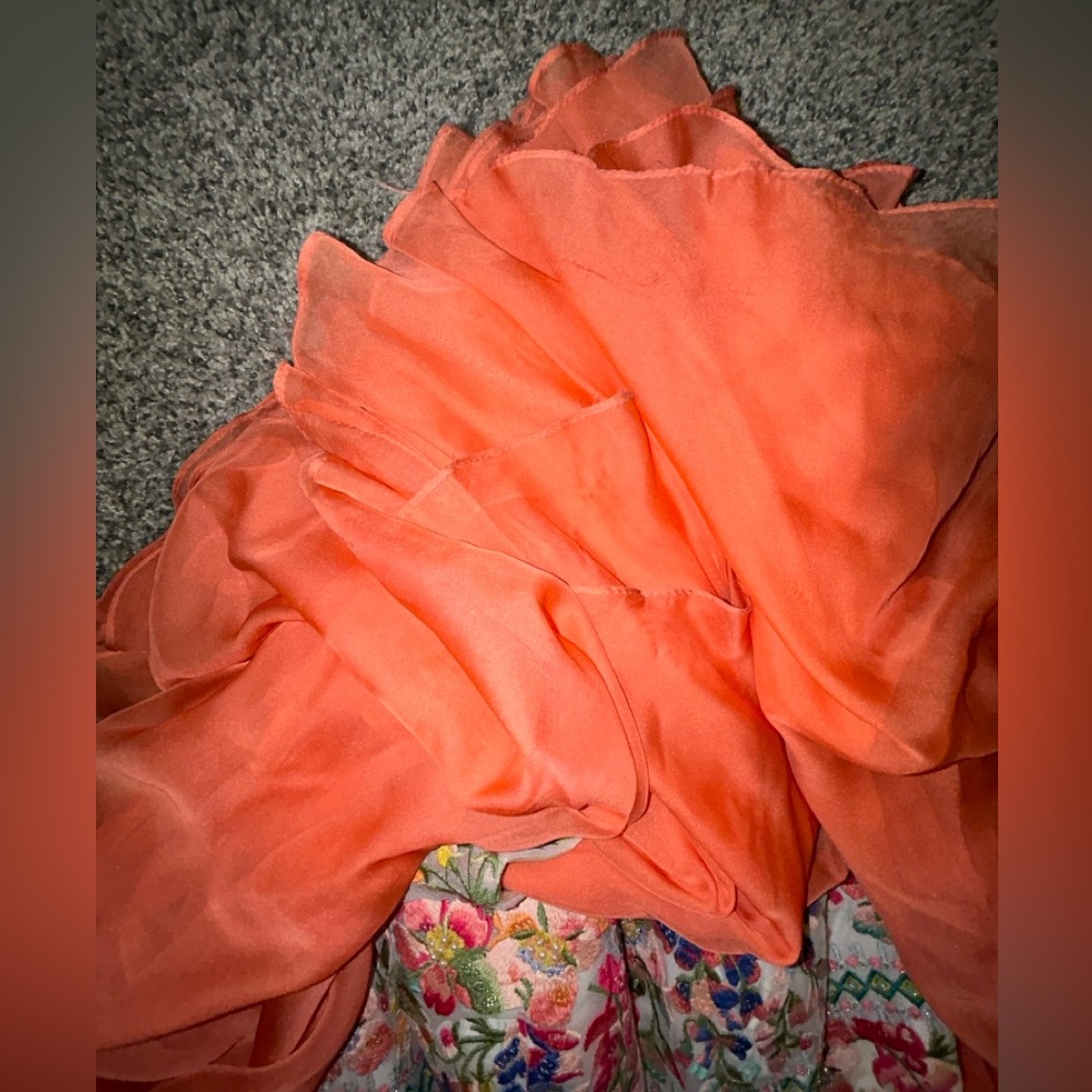 Sherri Hill Dress - Floral Embroidery + Coral Skirt - Picture 8 of 9
